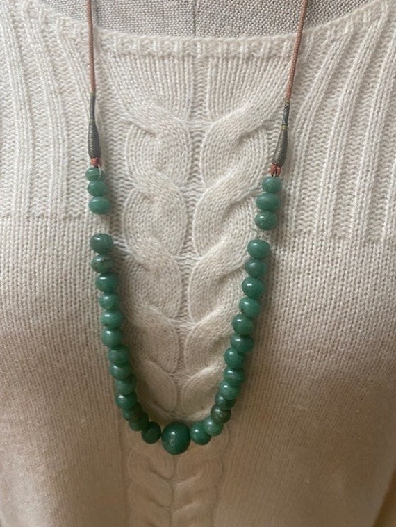 Vintage Tibetan Style Aventurine Beaded Mala Cord… - image 7