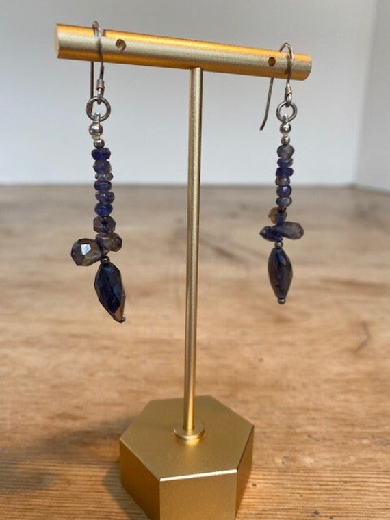 Handmade Sterling Silver Amethyst Dangle Earrings… - image 1