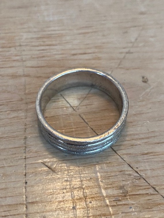 Vintage Mens Sterling Silver Ribbed Ring Size 10 … - image 4