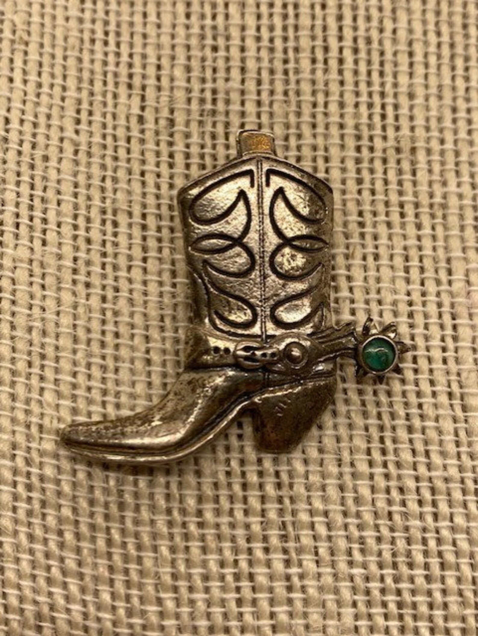 Sterling Silver Cowboy Boot With Turquoise Stone on Spur Bolo Etsy