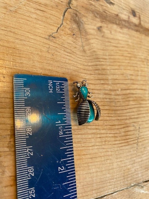 Navajo Sterling Silver and Turquoise Beetle Bug B… - image 8