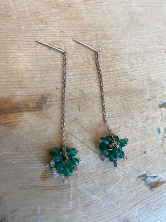 Sterling Silver Earrings with Green Stone Beads a… - image 7