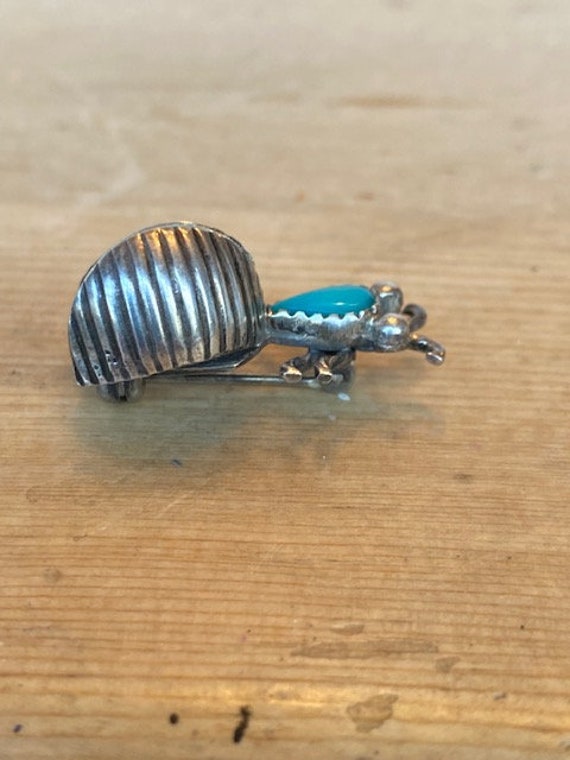 Navajo Sterling Silver and Turquoise Beetle Bug B… - image 2