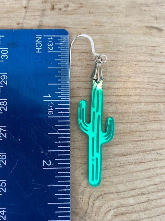 Electric Green Saguaro Cactus Plastic Dangle Drop… - image 8