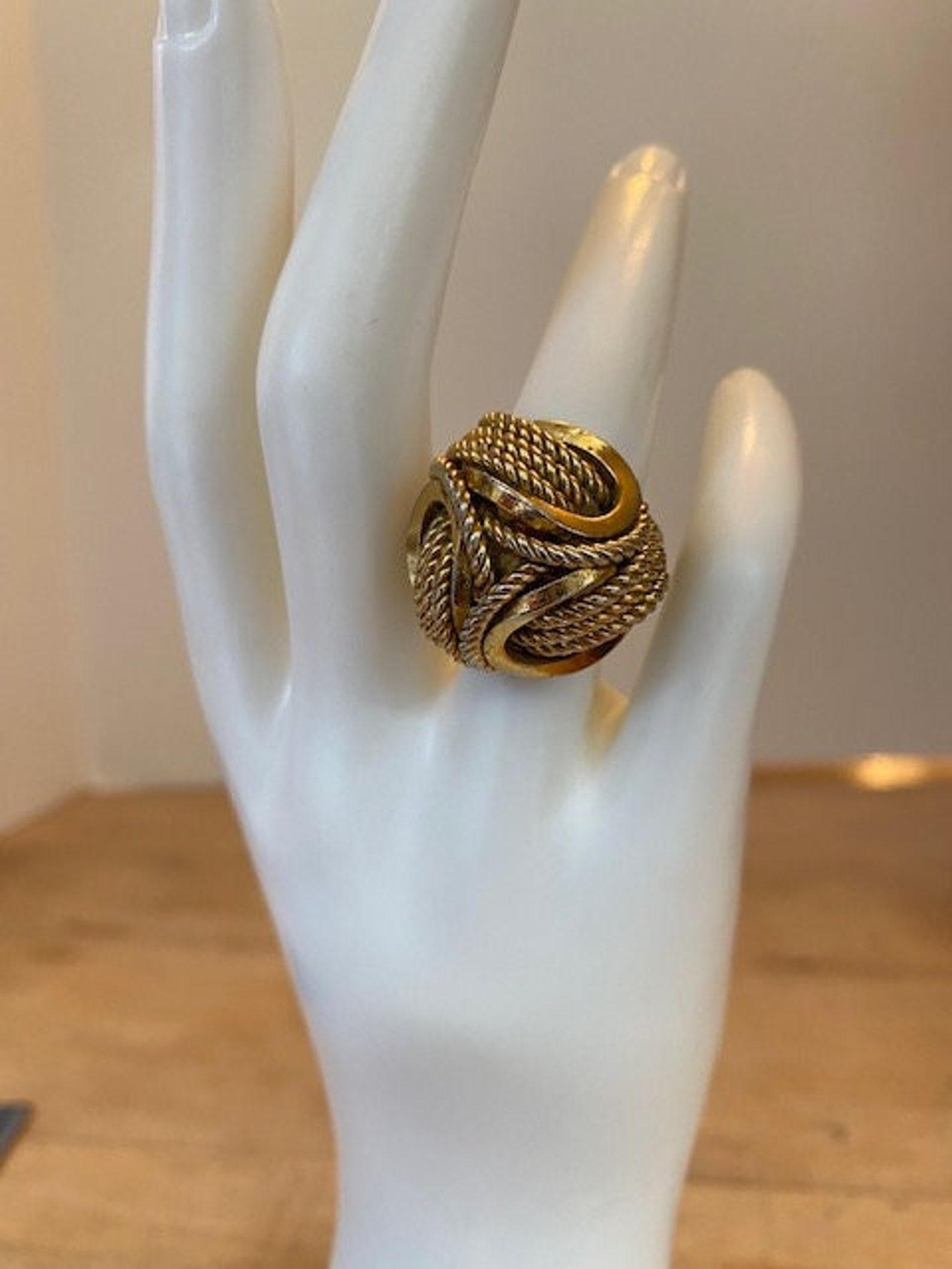 RARE 1970 Christian Dior Grosse Germany Gold Plated Braided Knot Ring ...