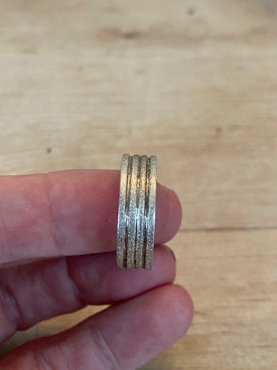 Vintage Mens Sterling Silver Ribbed Ring Size 10 … - image 2