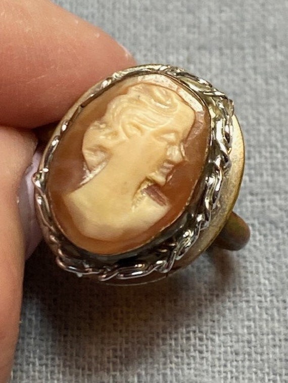 Antique Cameo 800 Sterling Silver Signed Ring Size