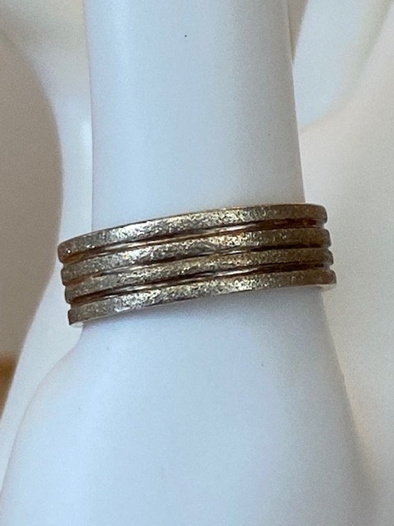 Vintage Mens Sterling Silver Ribbed Ring Size 10 … - image 1