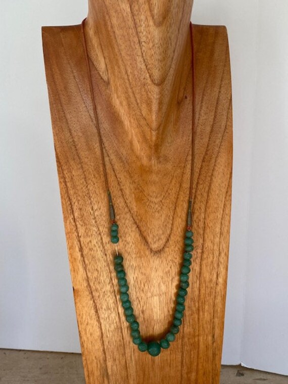 Vintage Tibetan Style Aventurine Beaded Mala Cord… - image 4