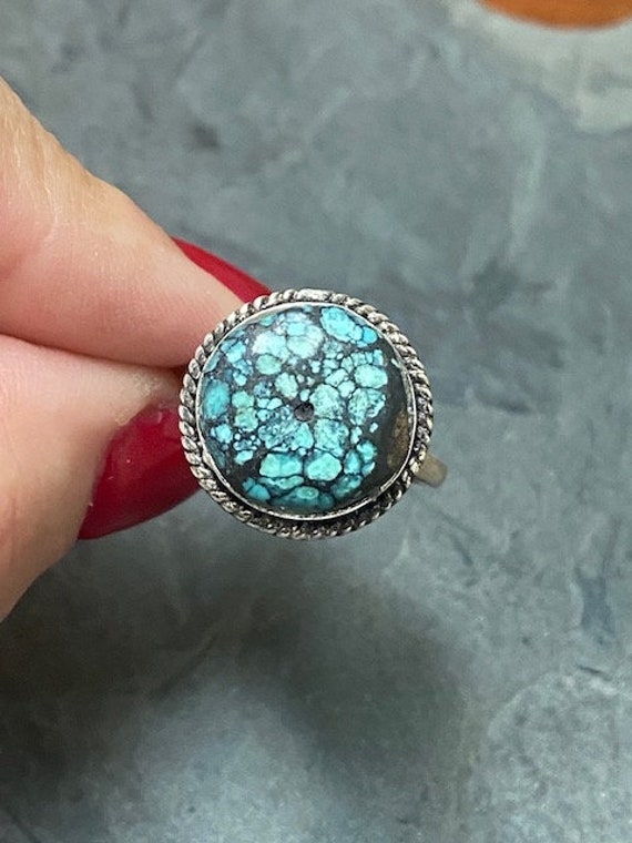 Webbed Cloud Mountain Turquoise and Sterling Silv… - image 1