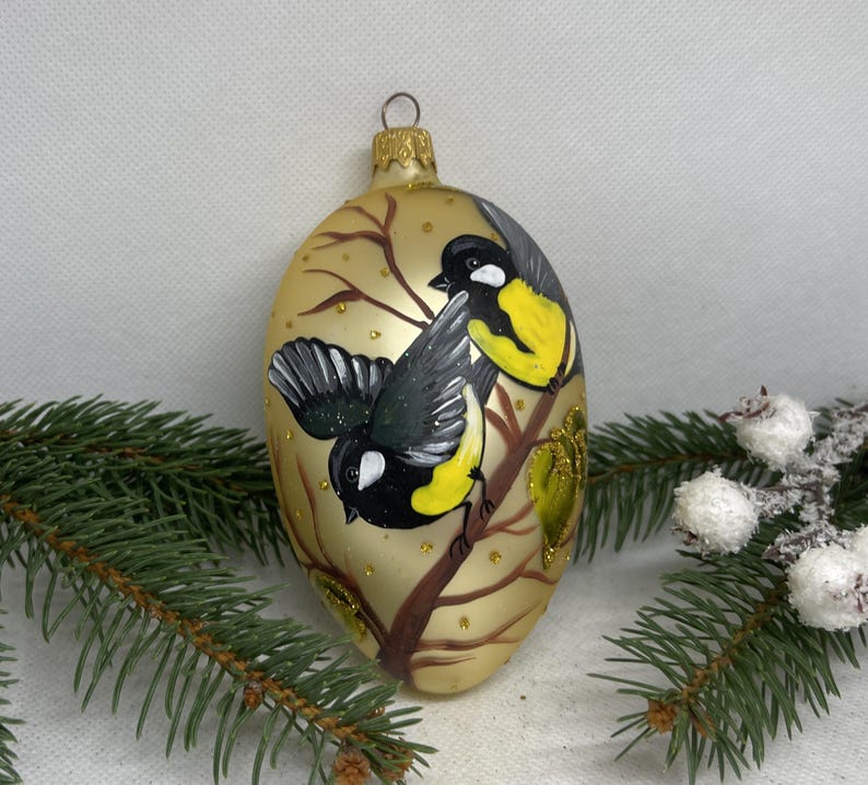 Easter Egg Christmas Ornament Holiday Decor Handmade Xtmas Glass