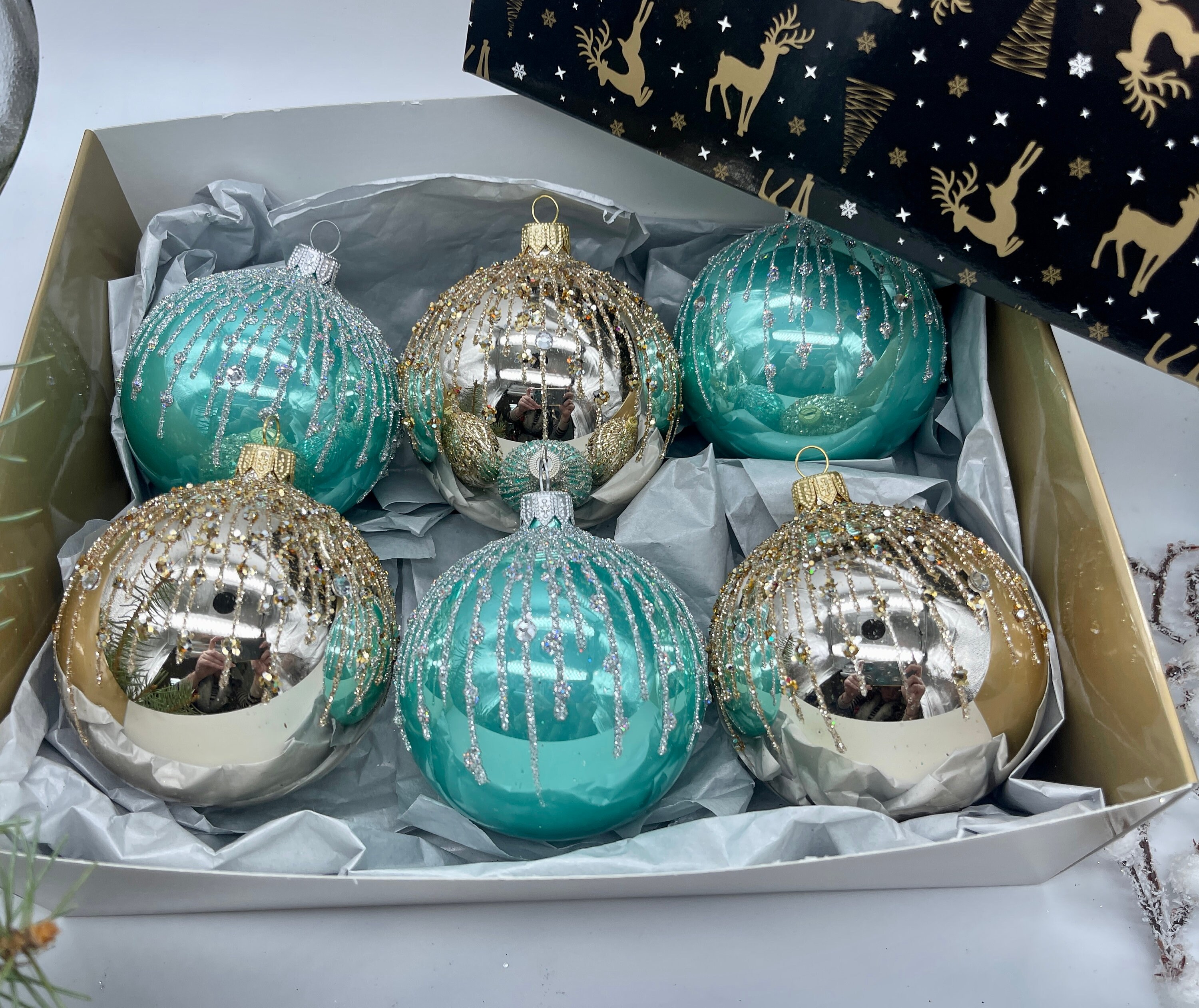 クリスマスデコレーション、手作りクリスマスガラスオーナメントセット
