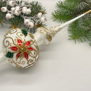 Adorno navideño grande de cristal de 12 pulgadas para la punta del árbol, adornos navideños antiguos, adorno navideño vintage de cristal para la punta del árbol.