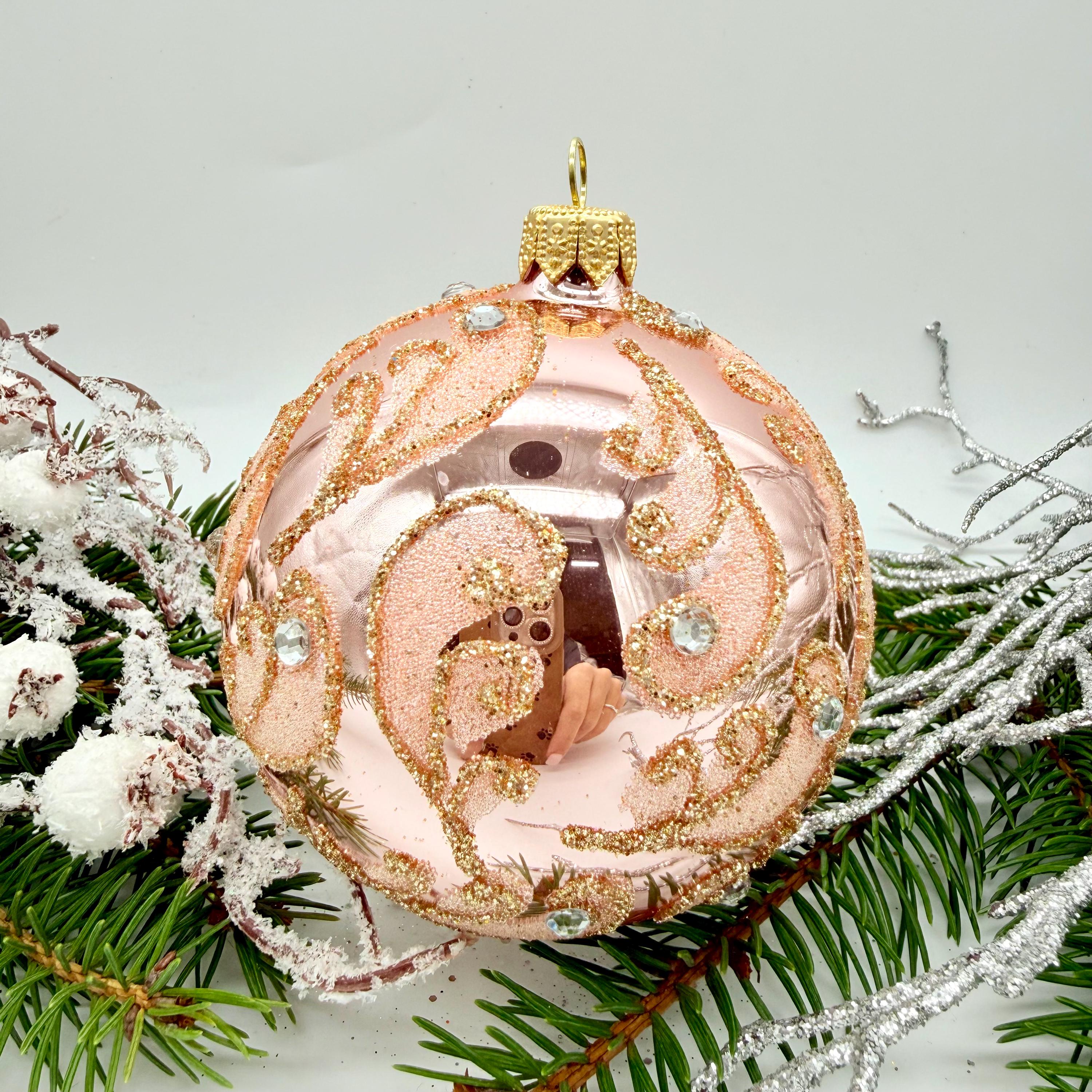 ピンクのクリスマスガラスボール、キラキラクリスマスオーナメント