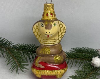 Ornamento natalizio a forma di serpente, decorazioni per le feste, ornamenti natalizi in vetro fatti a mano, ornamenti per la famiglia, decorazioni per l'albero, regalo di Natale 2024