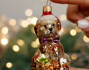 犬のクリスマスオーナメント、ホリデーデコレーション、手作り