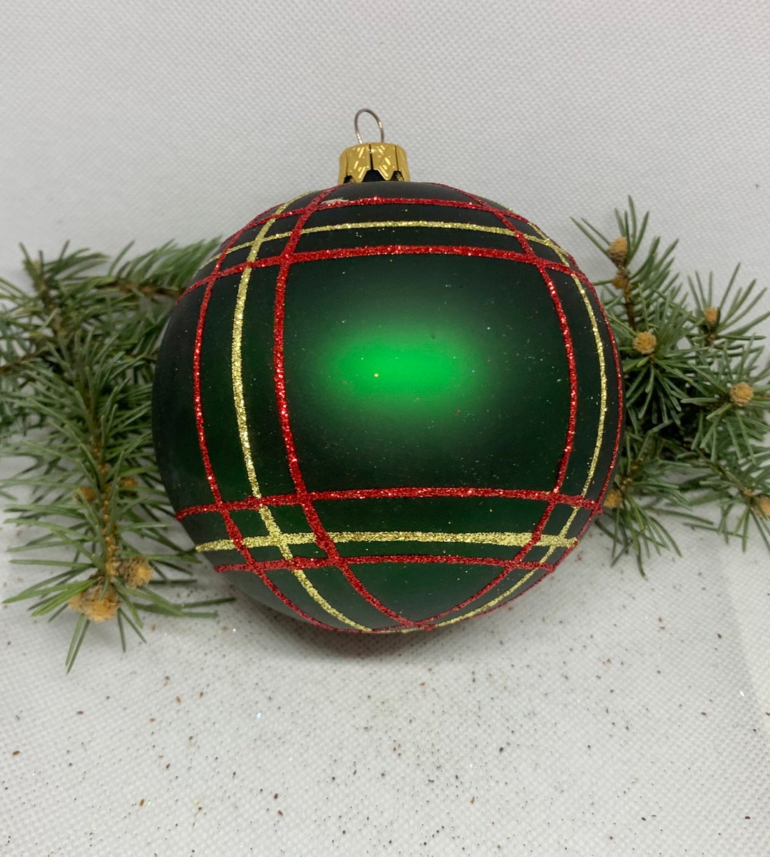 Big Green Christmas Glass Ball XMAS Glass Ornament Blown Etsy