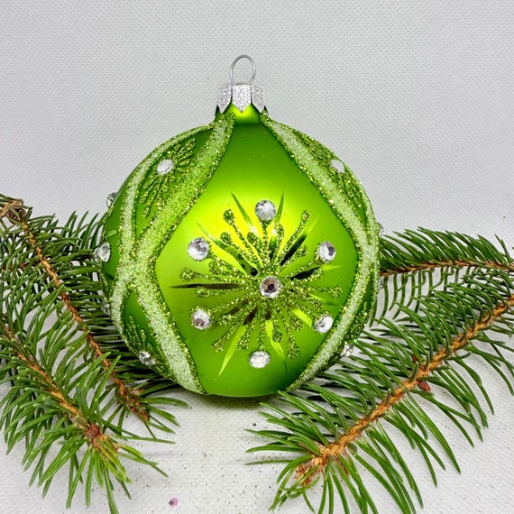Lot De 12 Boules De Noël Plates à Paillettes Vert Citron - Avec 2 Marqueurs Effaçables Pour Déco DIY