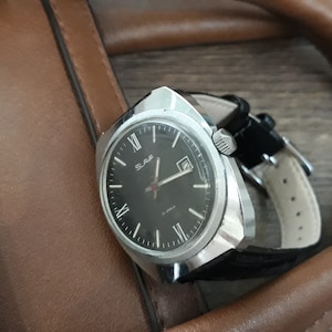 Vintage SLAVA Mechanical Watch for Men | Retro Wristwatch | Classic Leather Strap | Montre Homme | Manual Wind | Gift for Him