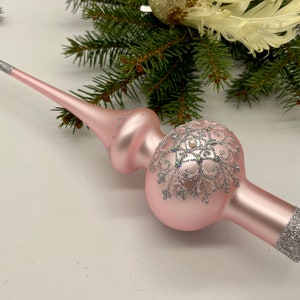 Pink Vintage Christmas glass tree topper 12 inches, stained glass tree topper antique Christmas ornaments ornament tree topper top