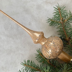 Vintage Christmas glass tree topper 12 inches, tree topper antique Christmas ornaments XMAS glass finial