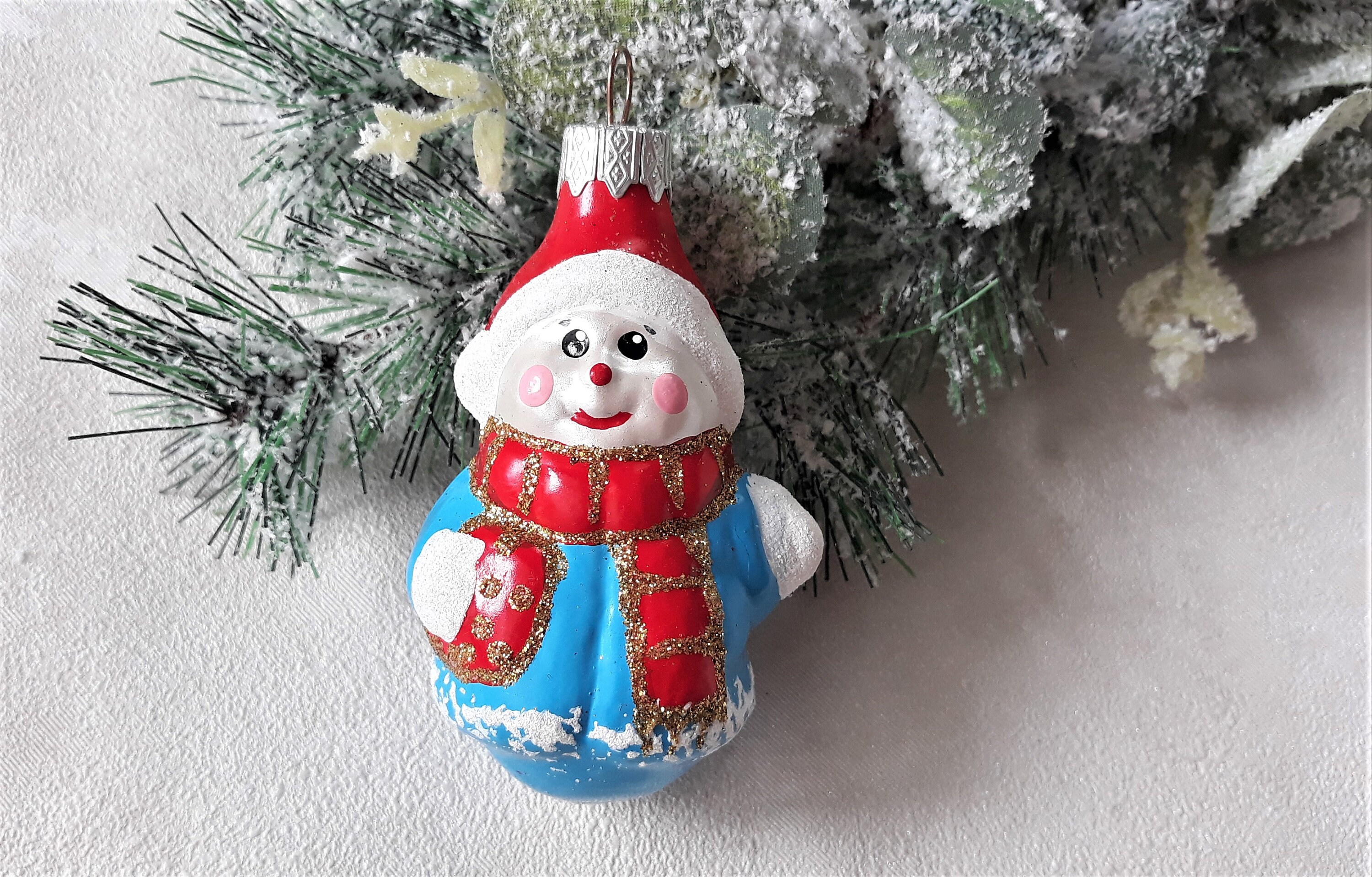 Snowmen Christmas Tree Glass Christmas Ornament Gift Etsy UK