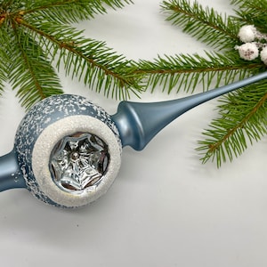 Grey Christmas glass tree topper 9 inches, mercury tree topper handmade  Christmas finial top for Christmas tree 2024 - best Christmas gift
