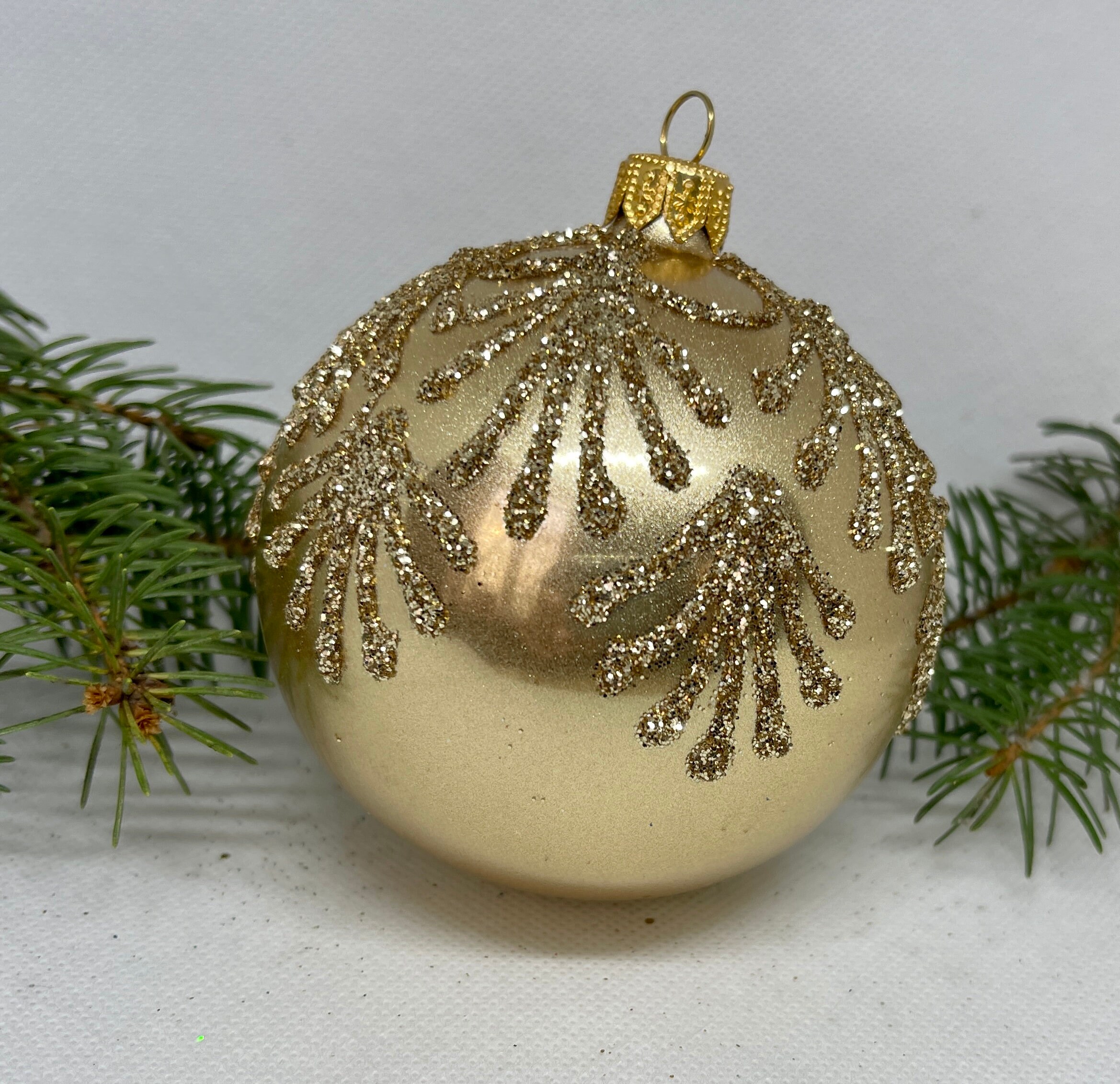 Gold Christmas Glass Ball Glitter Xmas Ornaments Blown Glass - Etsy
