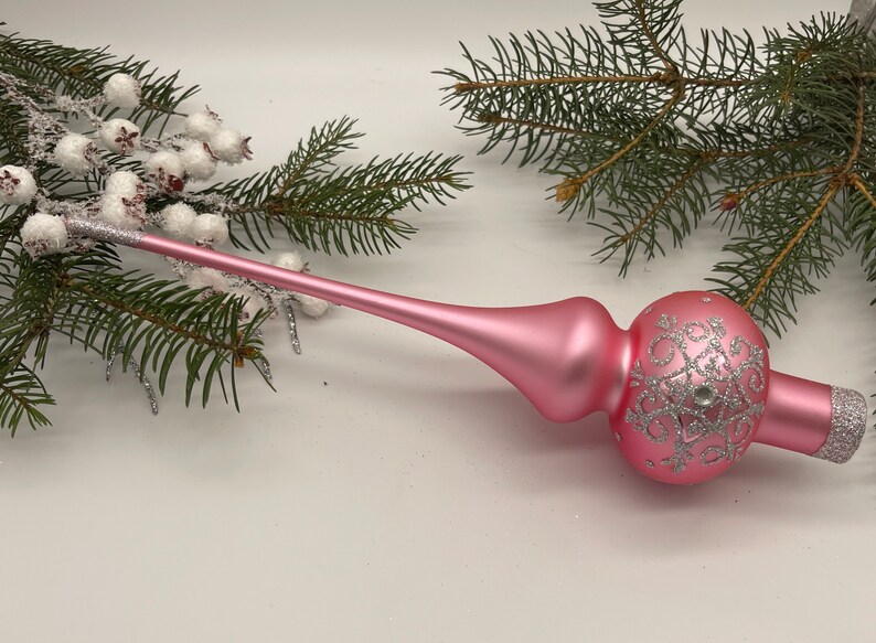Large Pink Tree Topper Pink Vintage Christmas Glass Tree Topper 10 Inches, Tree Topper Antique ...