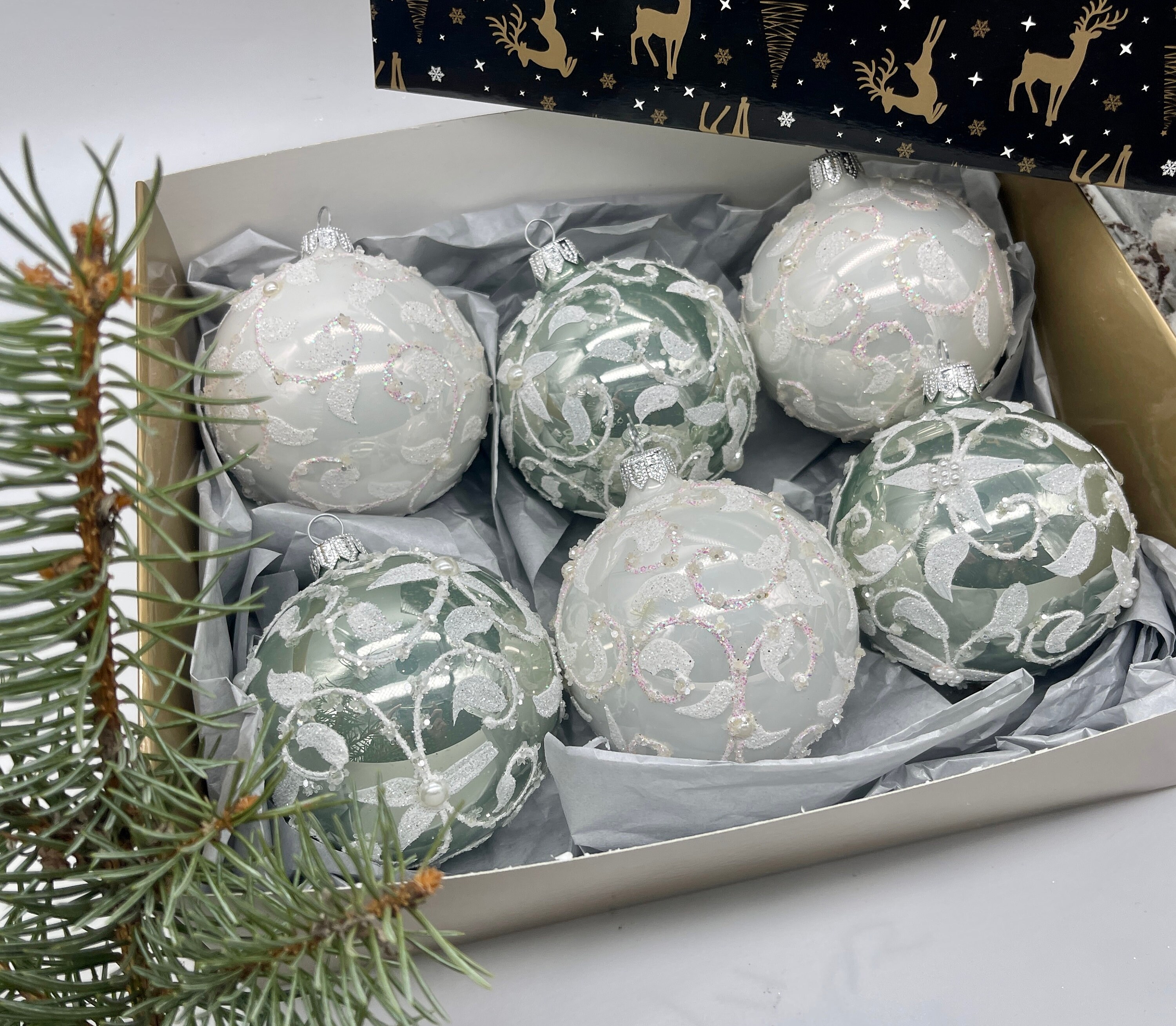 クリスマスデコレーション、手作りクリスマスガラスオーナメントセット