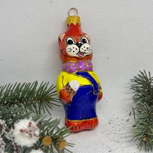 Leopard Katze, Mundgeblasener Glasanhänger, handgemachter Glasanhänger, Winterdeko, Geschenkidee, Weihnachtsdeko, Weihnachten 2025