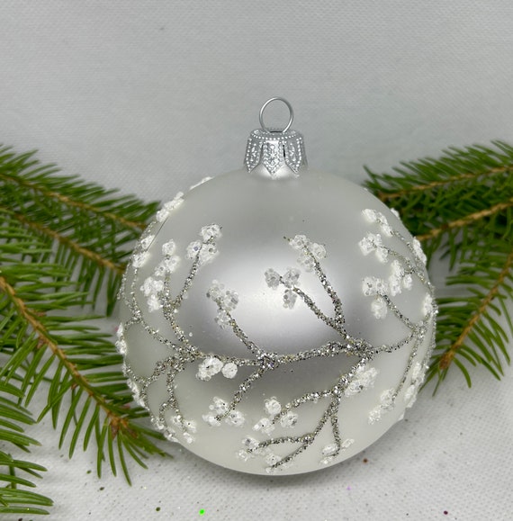 6pcs White Snow Ball Christmas Ornaments Hanging Tree Decorations Clear  Baubles