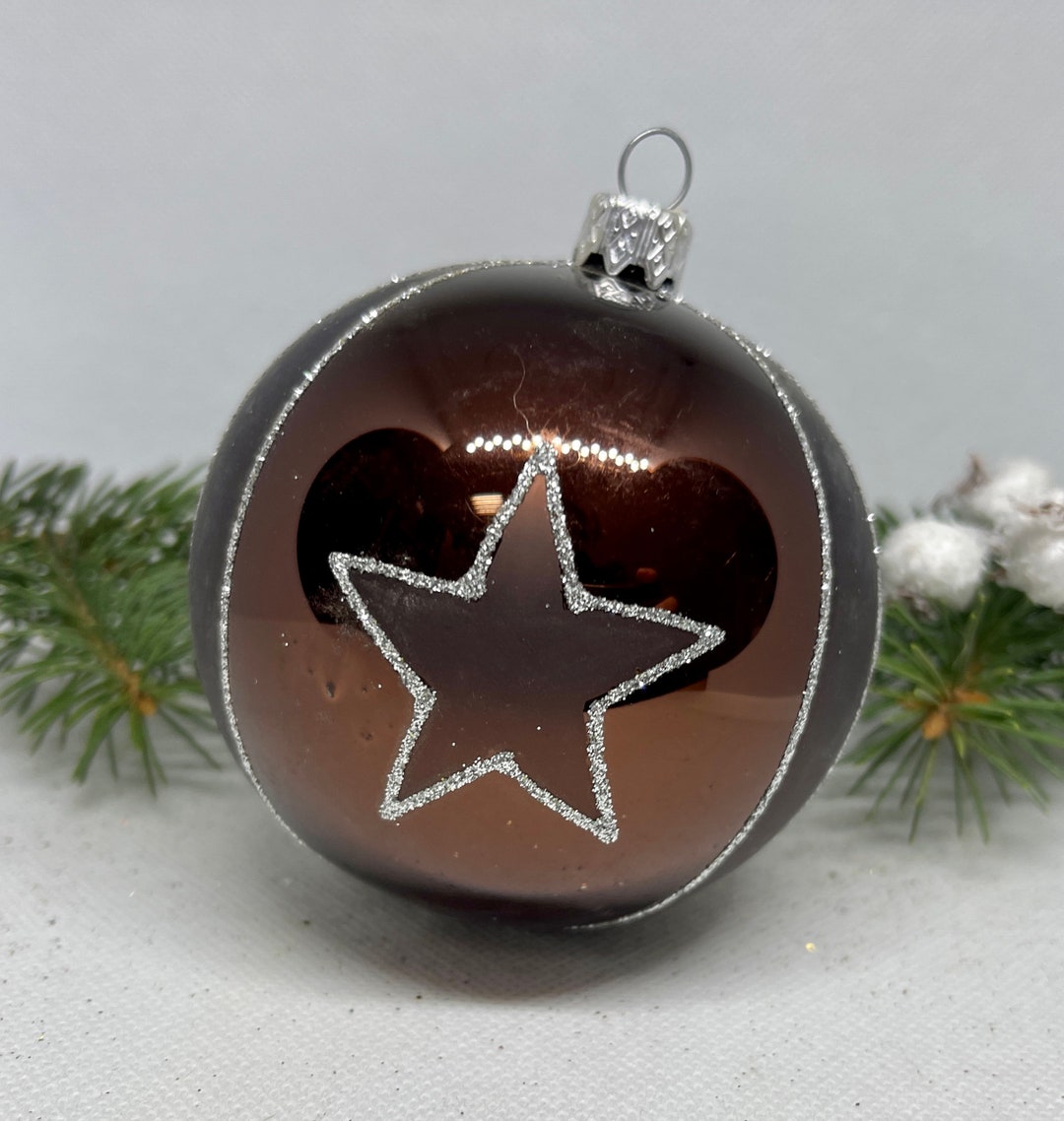 Brown Christmas Glass Ball, Xmas Ornaments, Blown Glass Christmas Ball
