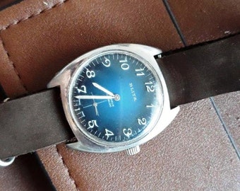 Orologio meccanico vintage da uomo / Orologio da polso retrò / Cinturino in pelle / Carica manuale / Regalo per lui / Stile classico / Accessorio maschile senza tempo