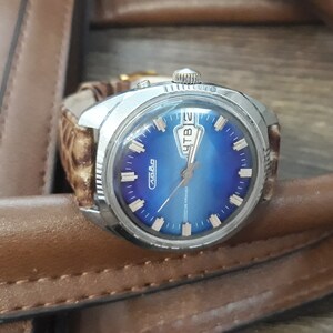 Vintage SLAVA Mechanical Watch for Men | Retro Wristwatch | Classic Leather Strap | Montre Homme | Manual Wind | Gift for Him