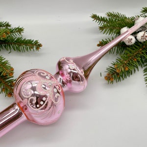 Pink Vintage Christmas glass tree topper 9 inches, stained glass tree topper antique Christmas ornaments ornament tree topper top