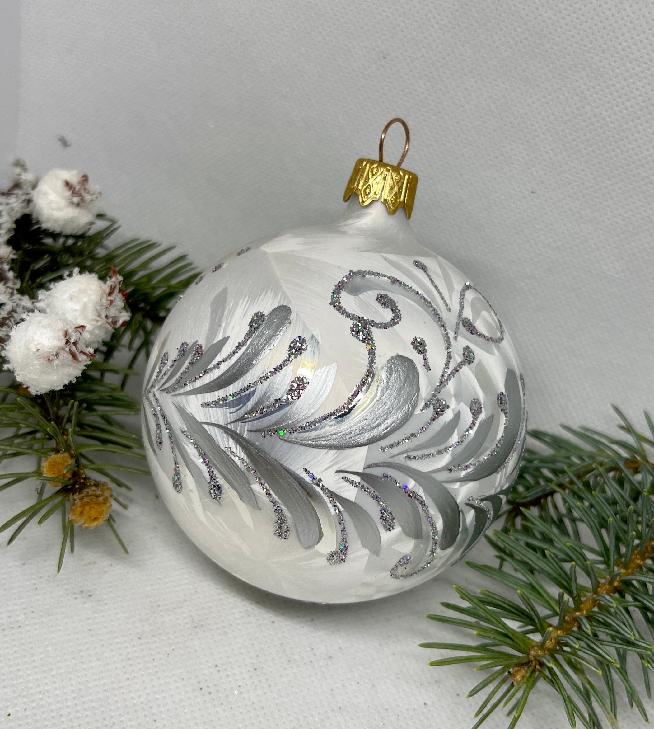 スイス製吹きガラス玉ハンドペイントクリスマスオーナメント 中玉12個セット スイス製吹きガラス玉ハンドペイントクリスマスオーナメント 中玉12個