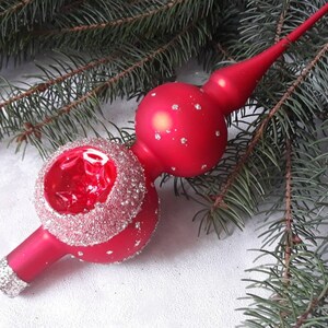 Vintage Christmas glass tree topper glass mercury style reflector indent 12 inches, tree topper antique Christmas ornaments ornament top
