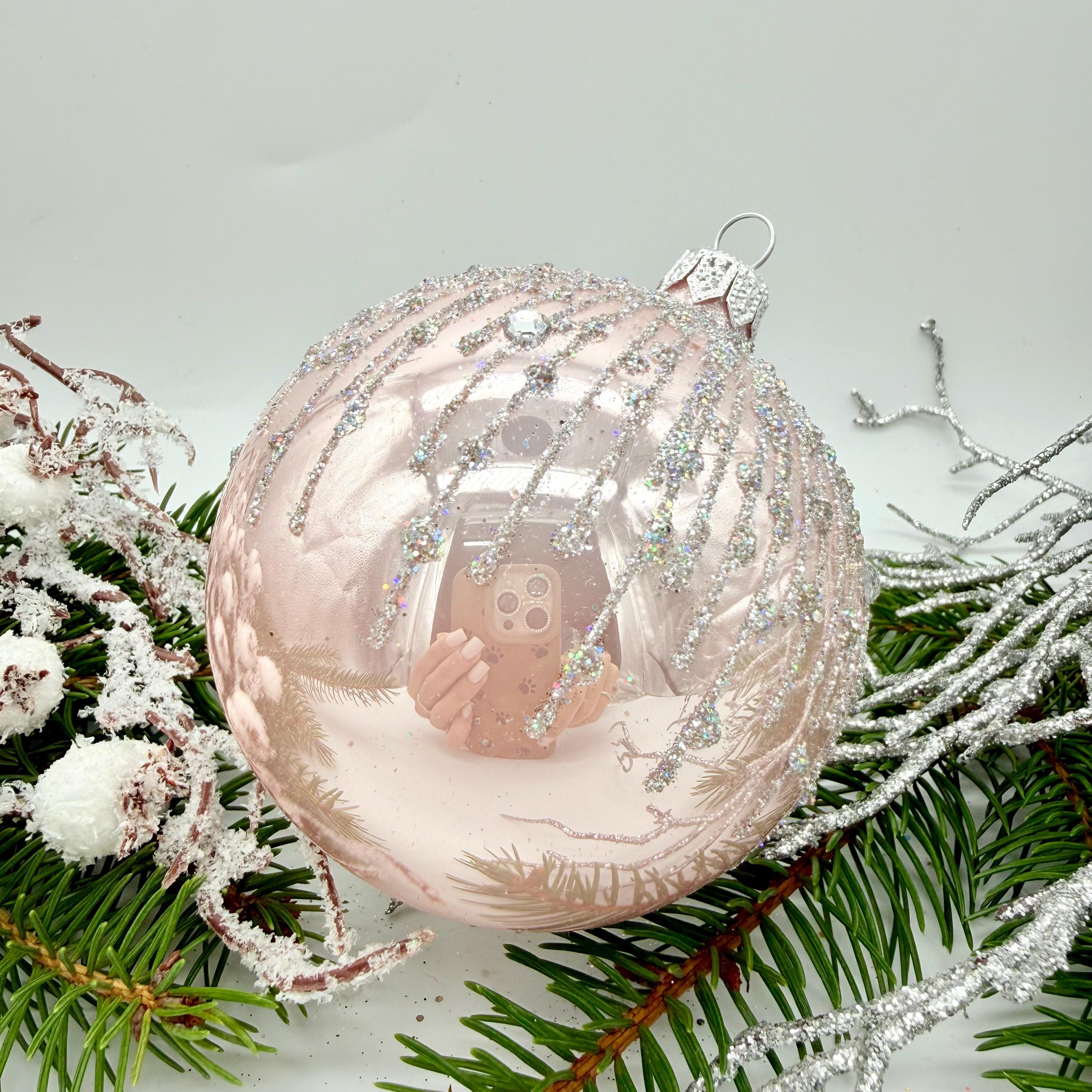 ピンクのクリスマスガラスボール、キラキラクリスマスオーナメント