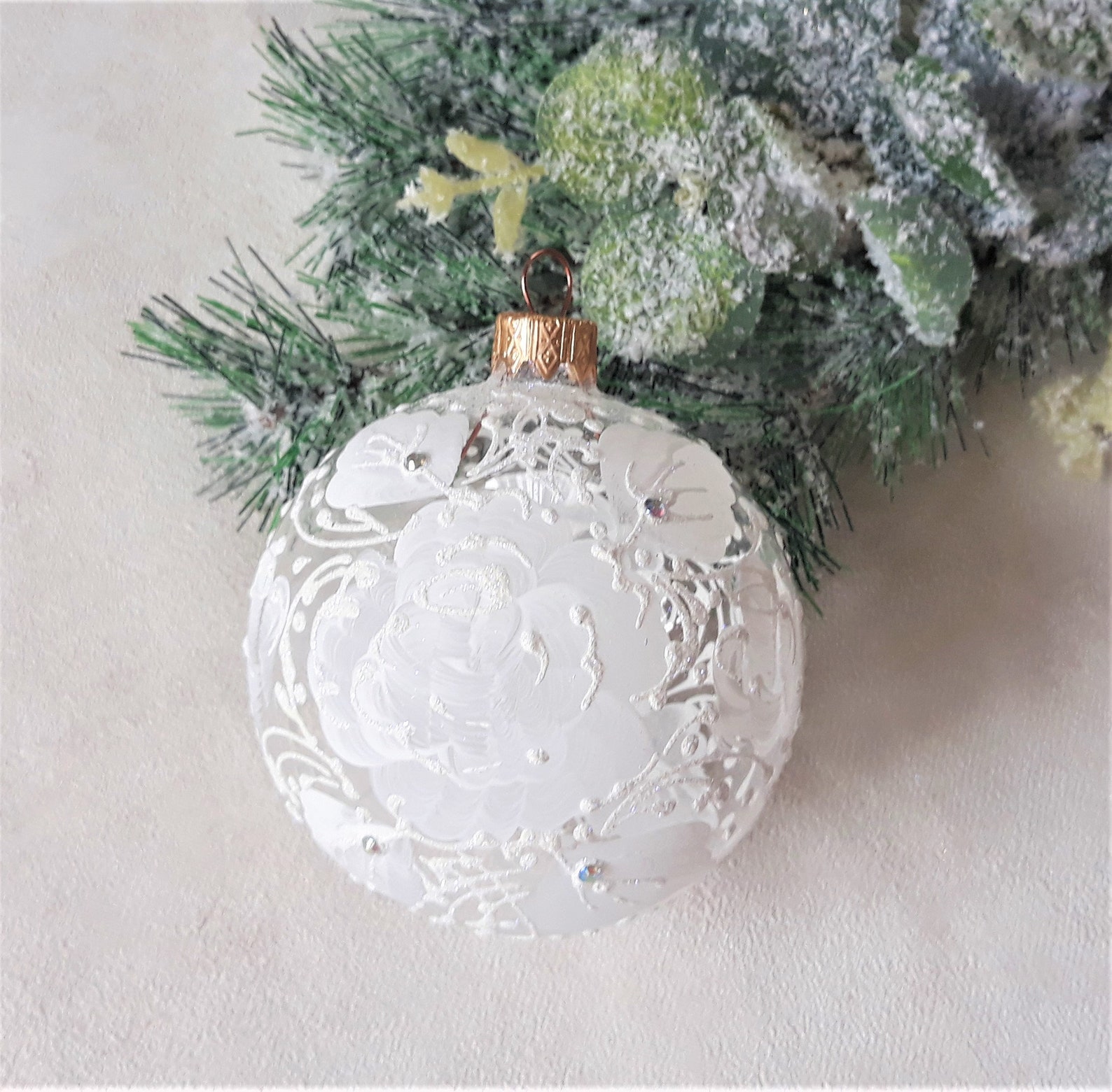 Handmade Christmas Glass Baubles Glitter Ornaments Gift - Etsy