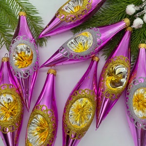 10 décorations roses en verre, décorations de Noël faites main, décorations de Noël en verre, décorations de vacances de style vintage, cadeau de Noël