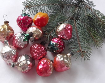 ソビエト クリスマスオーナメント 苺の女の子 ガラスオーナメント