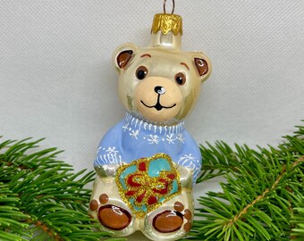 美品　ソ連製　北欧　アンティーク　ボールを持つクマ　ガラス製オーナメント クマのクリスマスガラスオーナメント、吹きガラスのクリスマス、手作り