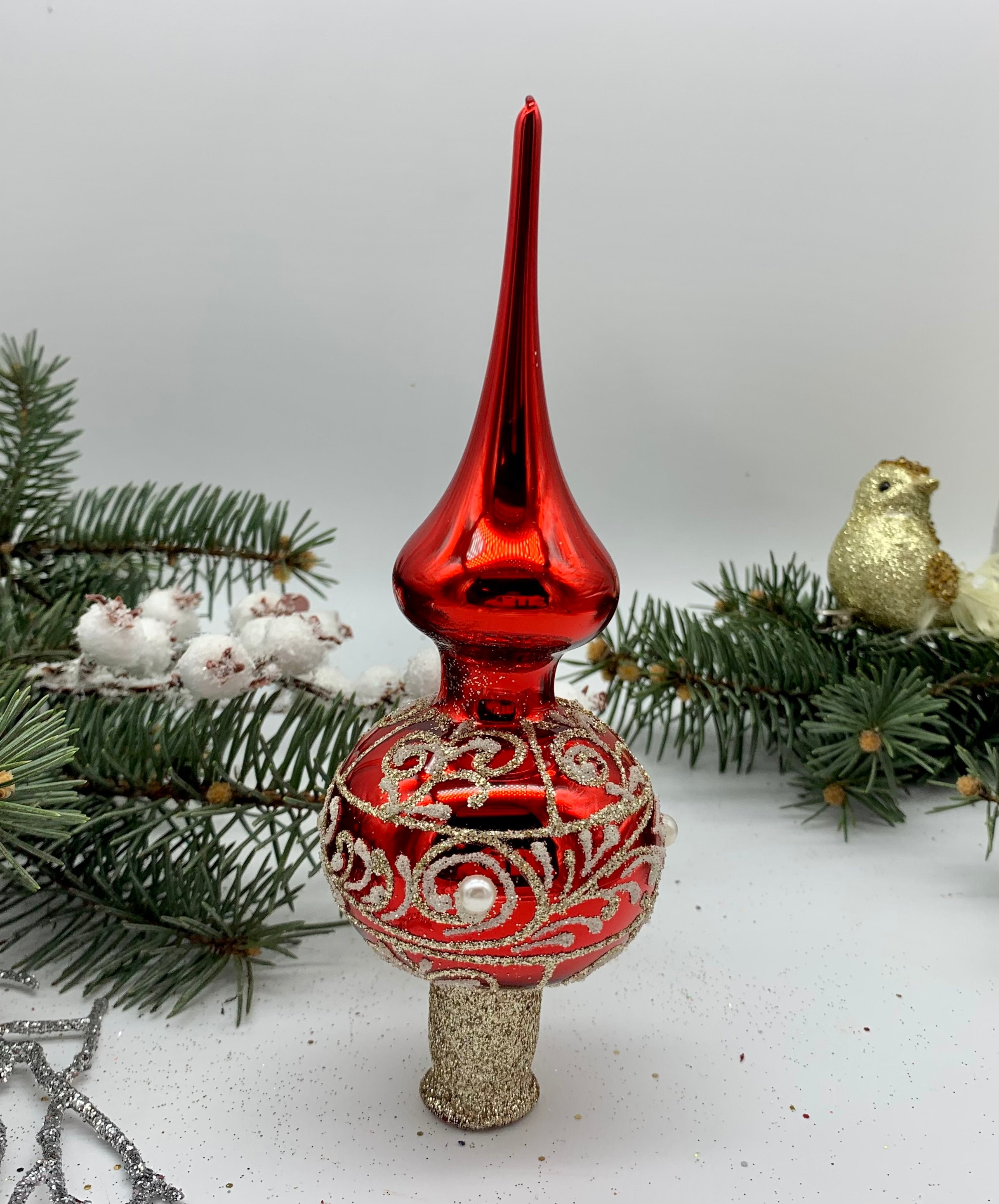 Glass christmas tree toppers discount
