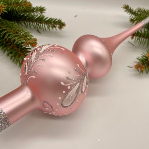 Pink Vintage Christmas glass tree topper 9 inches, stained glass tree topper antique Christmas ornament tree spire, Xmas 2025, Xmas gift