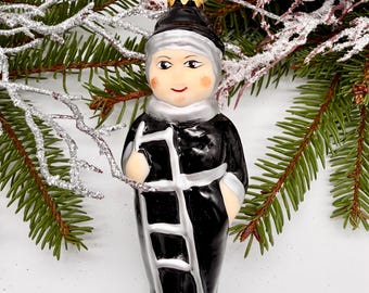 青い手描きのクリスマスガラスオーナメント、カスタムオーナメント