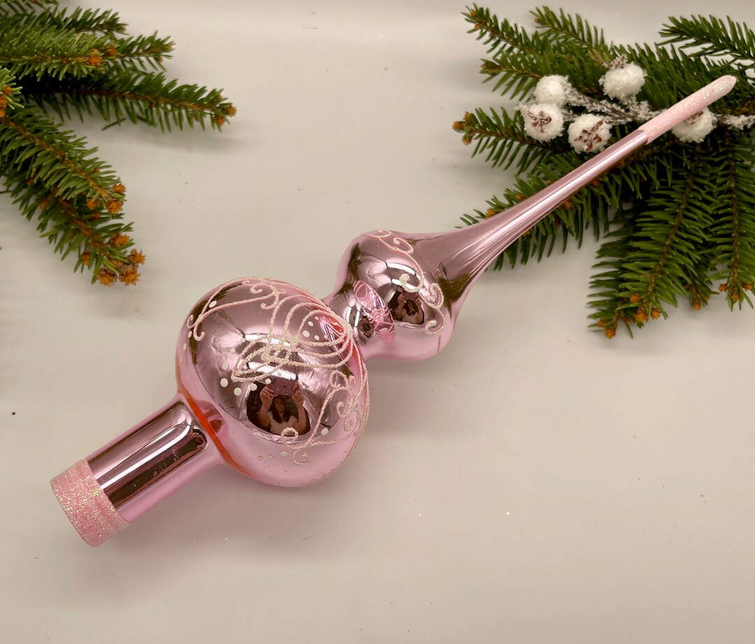 Large Pink Tree Topper Pink Vintage Christmas Glass Tree Topper 9 Inches, Stained Glass Tree ...