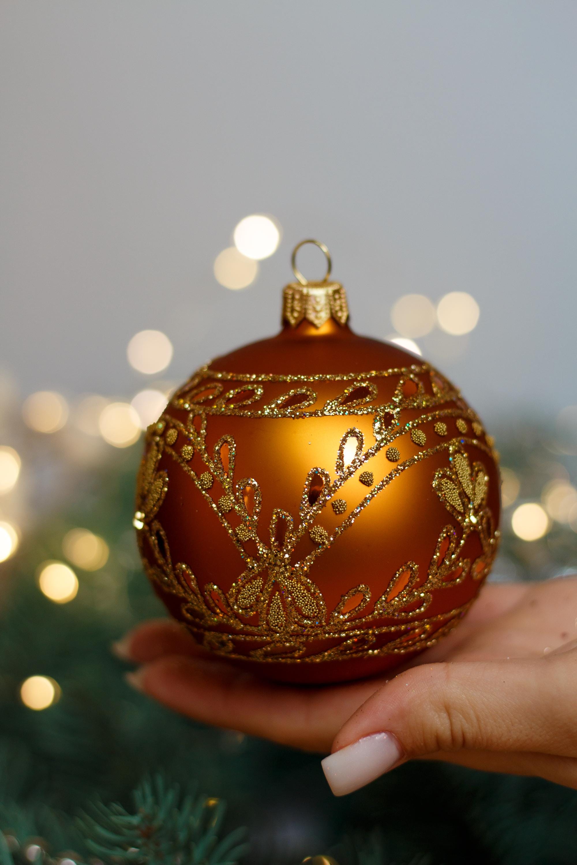 クリスマス飾り　吹きガラス　オーナメントボール11個【メタリックコーヒー色】 クリスマス飾り 吹きガラス オーナメントボール11個【メタリック