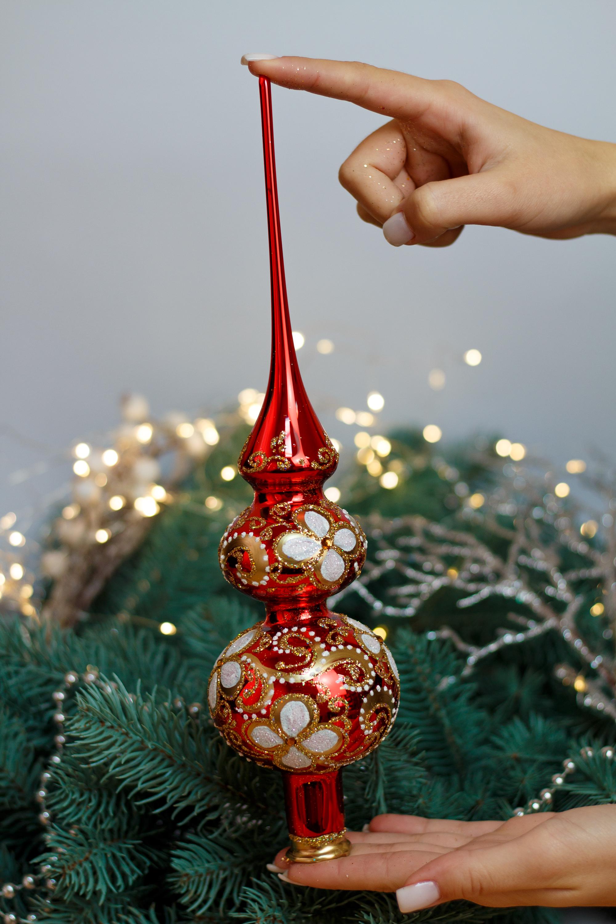 Stella Per Albero Di Natale Glitterata - Decorazione Infrangibile, In Plastica, Altezza 20.3 Cm