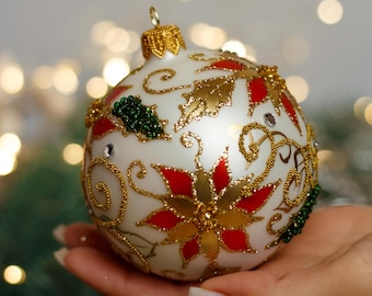 ブラウンのクリスマスガラスボール、キラキラのクリスマスオーナメント